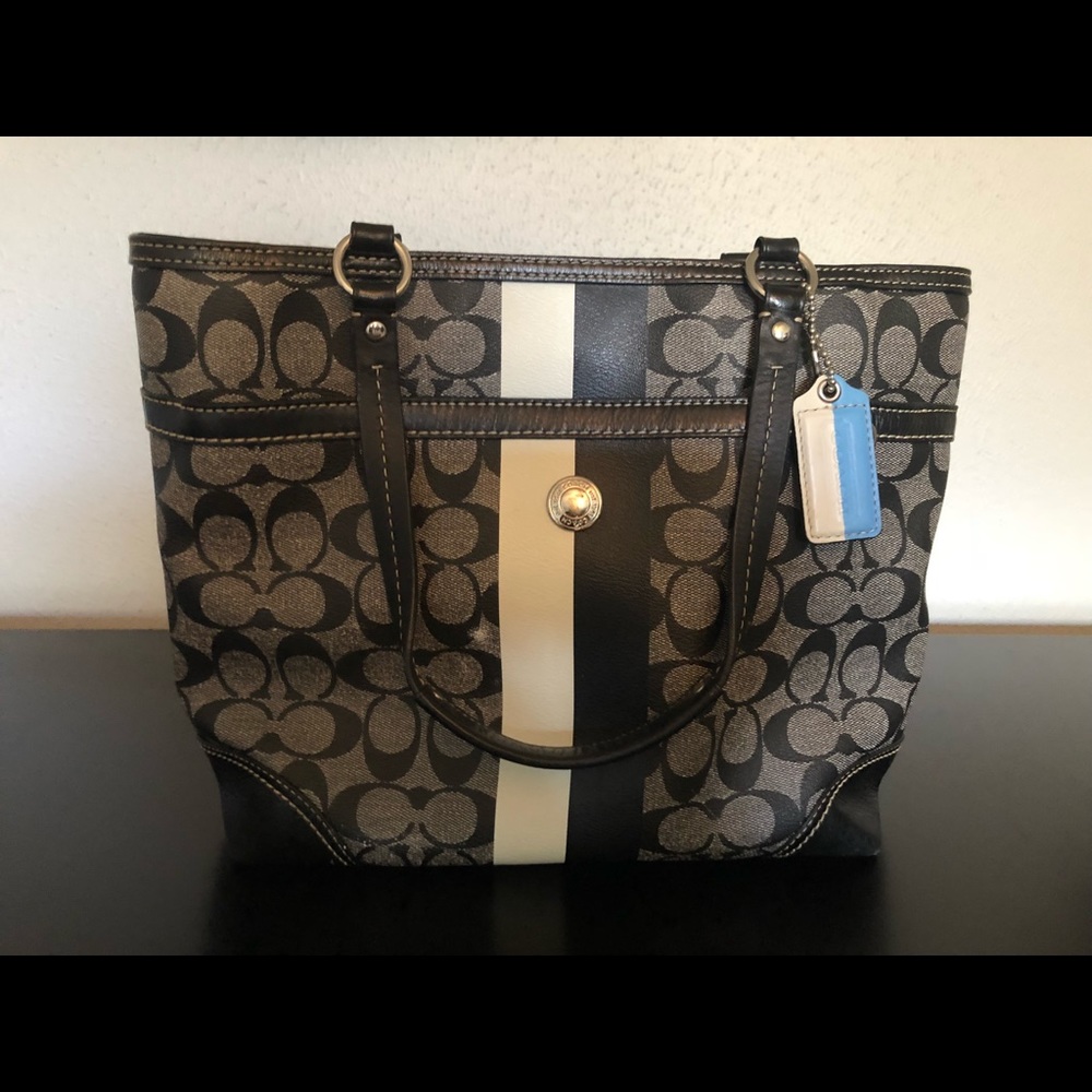 Coach black and white handbag